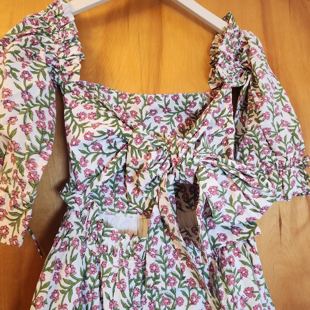 Eddy Women's Olivia Midi Dress in White/Amaranth Floral, Size S, $398 NWT - Picture 11 of 14